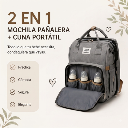 Mochila pañalera con cuna