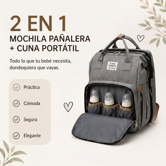 Mochila pañalera con cuna