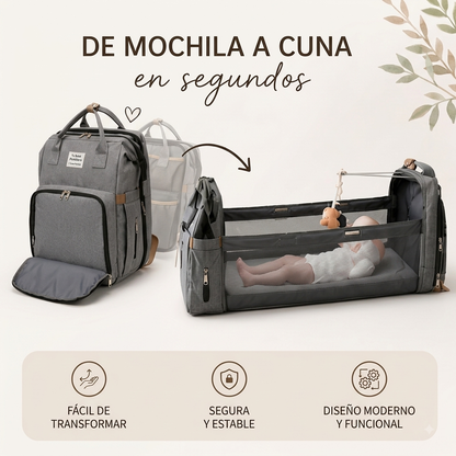 Mochila pañalera con cuna