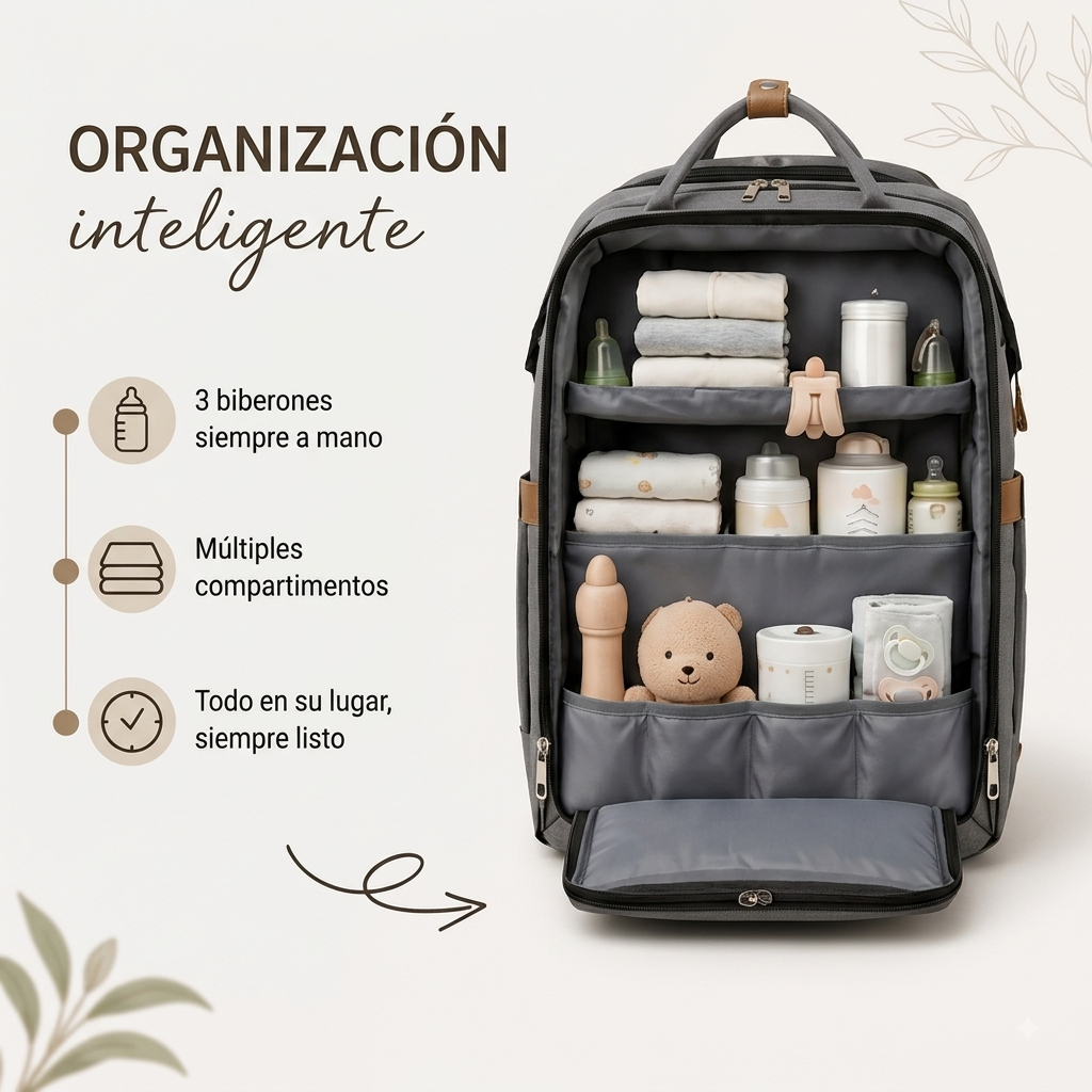 Mochila pañalera con cuna