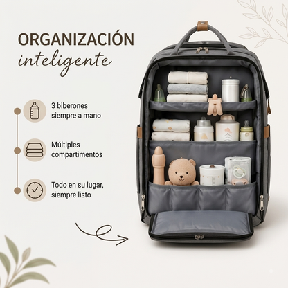 Mochila pañalera con cuna