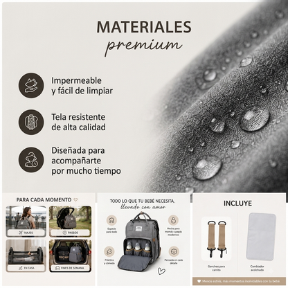 Mochila pañalera con cuna
